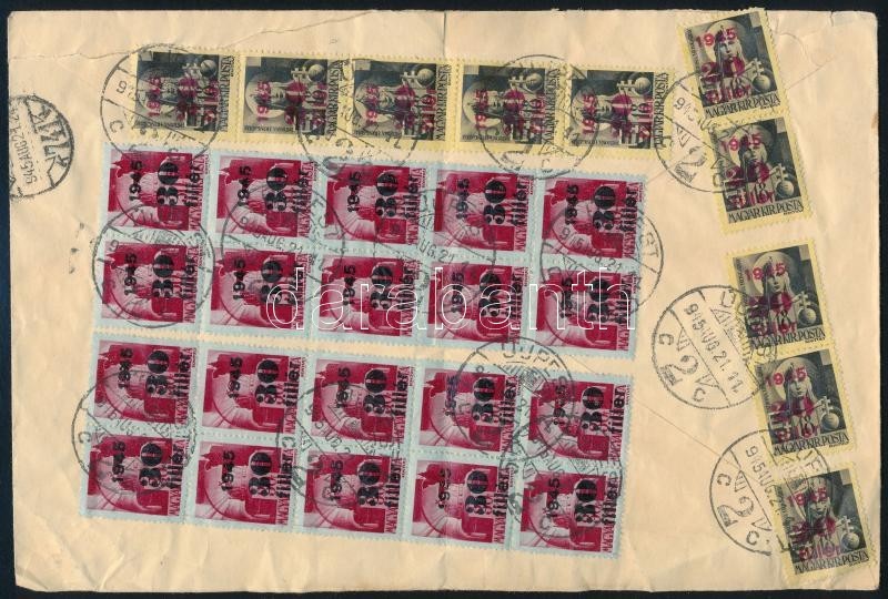 1945 (2. Díjszabás) Ajánlott Túlsúlyos Levél 10P Bérmentesítéssel / Registered Cover With 10 Stamps Franking - Autres & Non Classés