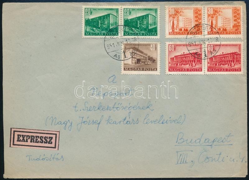 1951 Expressz Levél 7 Db Bélyeggel Bérmentesítve 'SZEGED' - Budapest / Express Cover With 7 Stamps Franking - Other & Unclassified