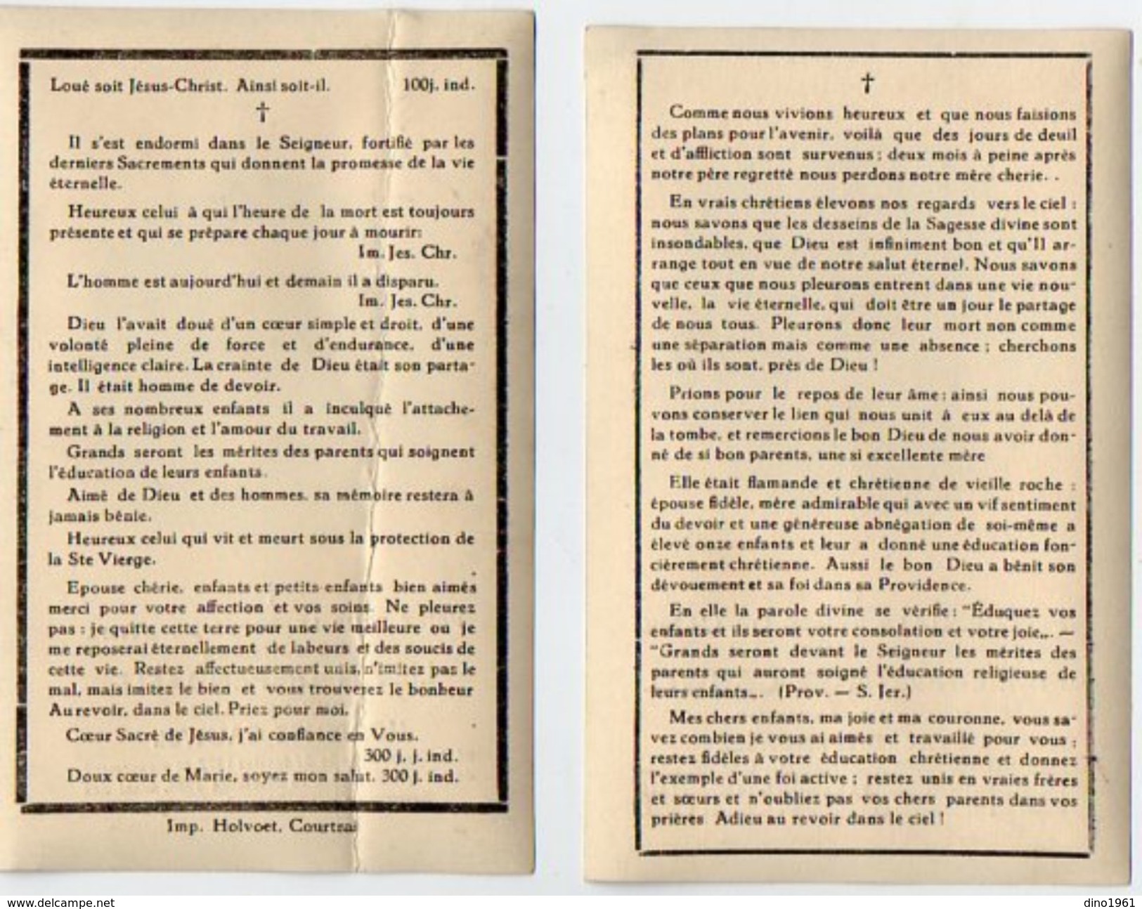 VP11.393 - Faire - Part De Décès De Mr & Mme LIEVIN DIEPENDAELE - CAUWEL De STEENHUYSE Mort à COURTRAI - Décès