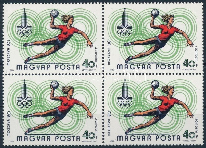 ** 1980 Moszkvai Olimpia 40f Négyestömb Tévnyomattal - Autres & Non Classés