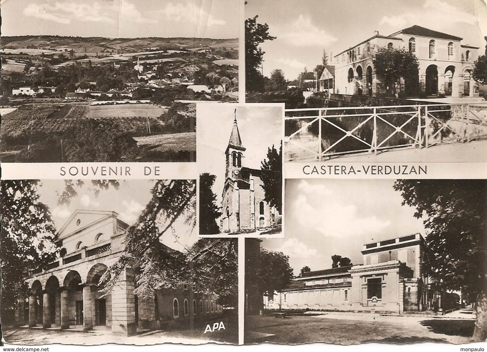 32. CPSM. Gers. Castera-Verduzan. Vue Générale, Hôtel De Ville, L'église, établissement Thermal, Musée Lannelongue (5 V) - Castera