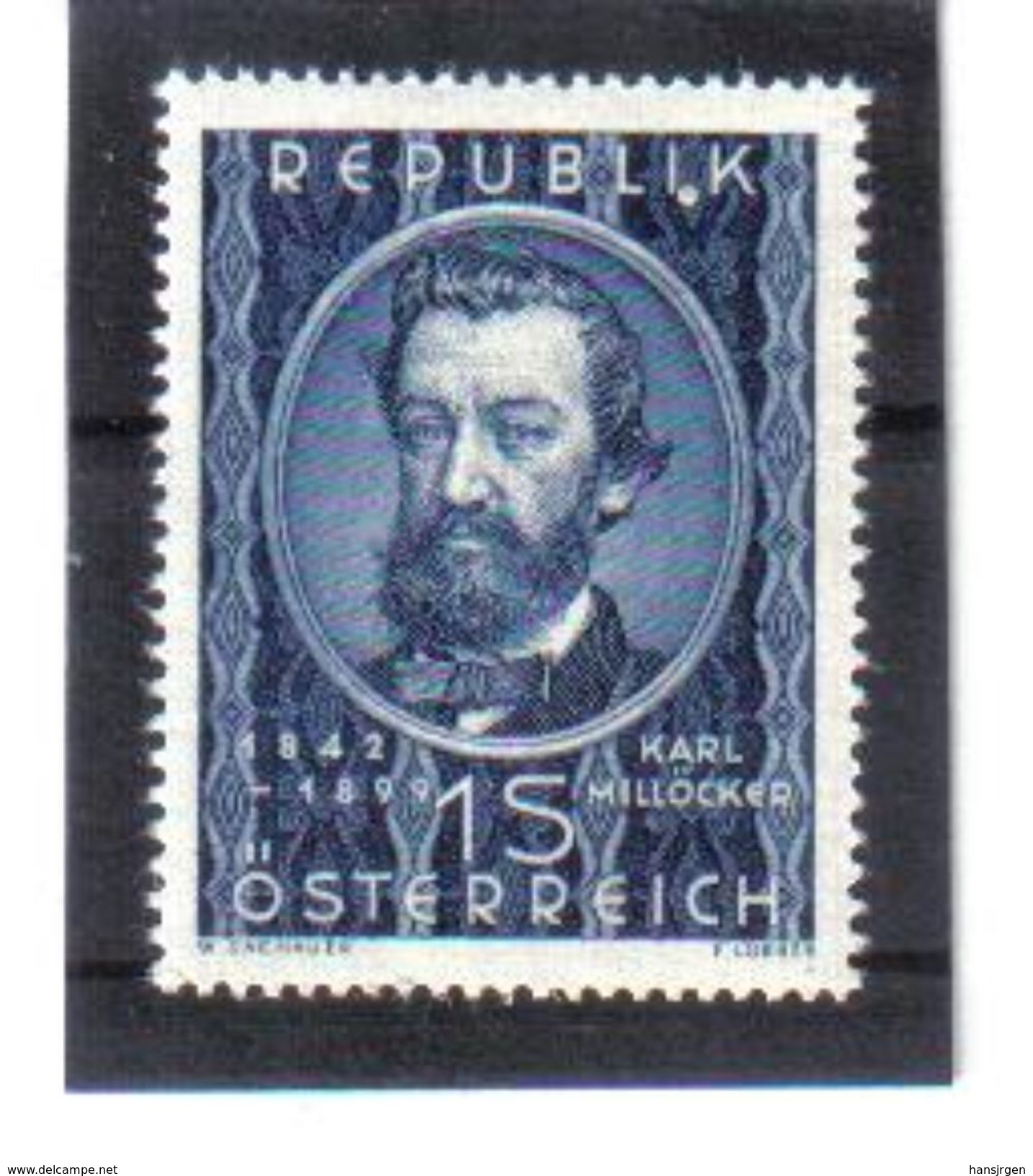 ZUB392 ÖSTERREICH 1949 MICHL 947 ANK 959  KARL MILLÖCKER ** Postfrisch ZÄHNUNG Siehe ABBILDUNG - Ungebraucht