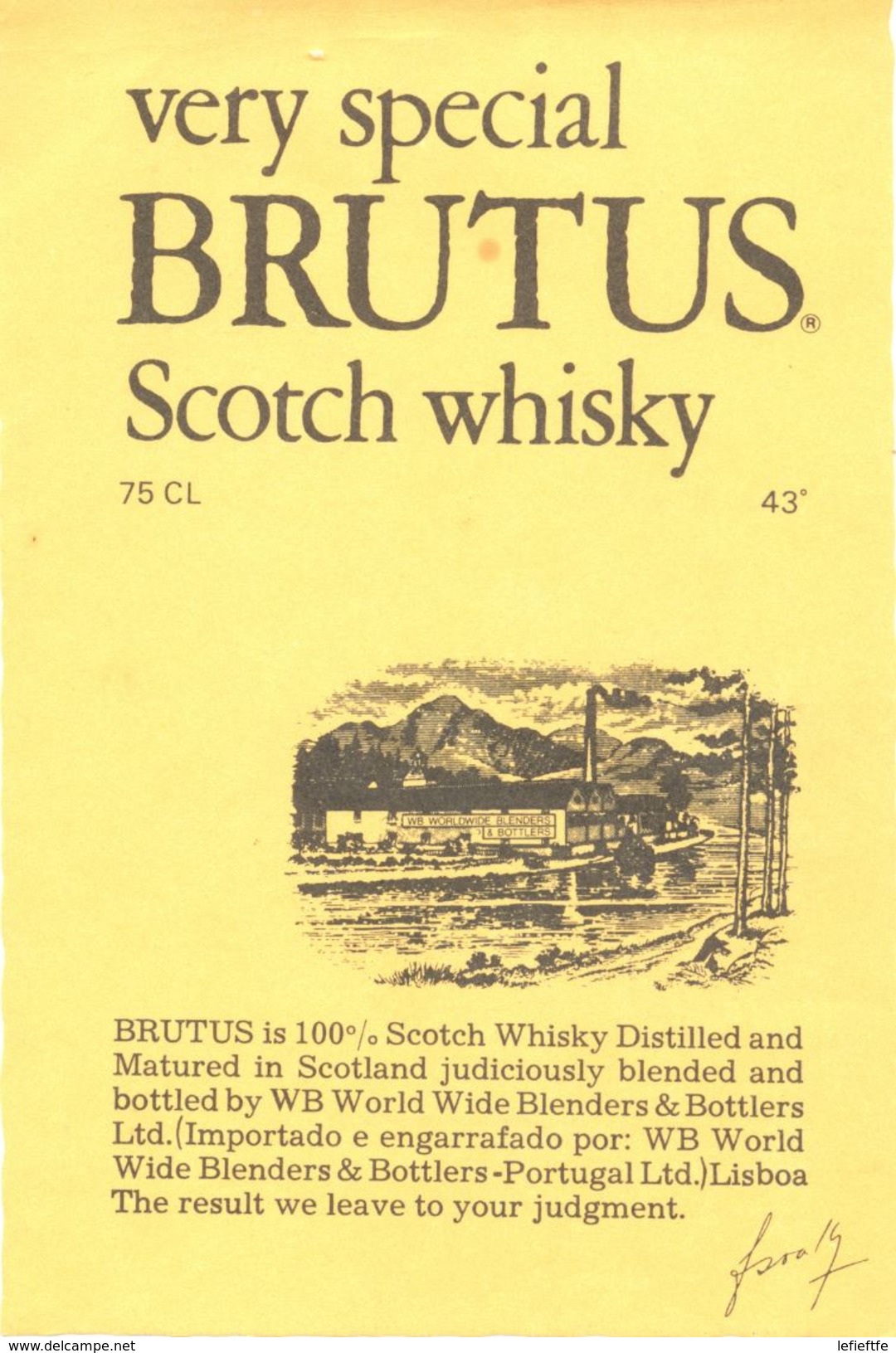 1542 - Ecosse - Very Special Brutus Scotch Whisky Ecossais  - Importé Par World Wine Blenders & Bottlers - Lisboa - Whisky