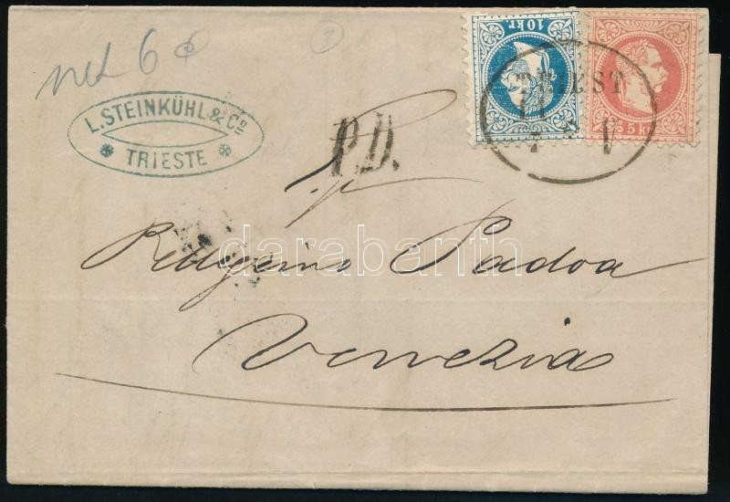 1868 5kr + 10kr Ajánlott Levélen ,,TRIEST' - ,VENEZIA' - Autres & Non Classés