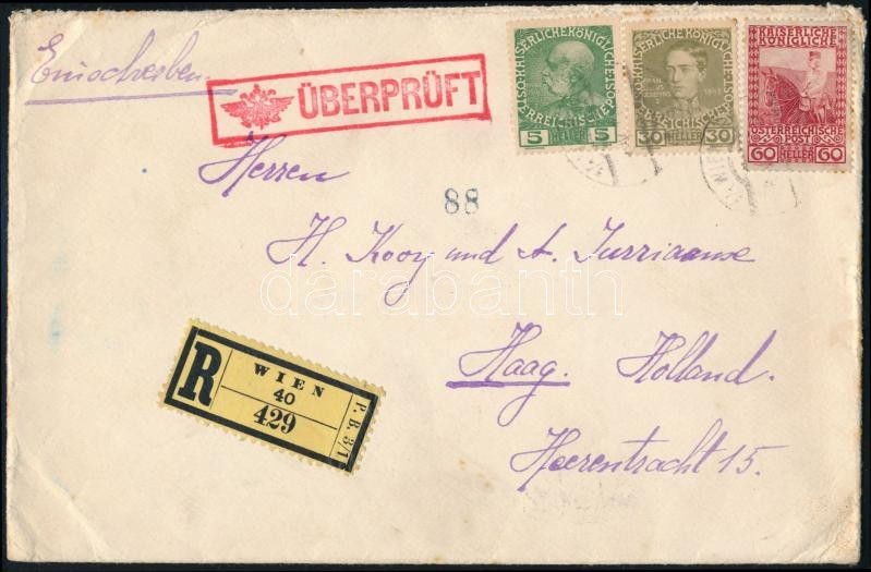 1915 Cenzúrás Ajánlott Levél Hollandiába / Censored Registered Letter To Holland - Autres & Non Classés