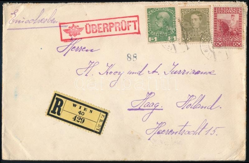 1915 Cenzúrás Ajánlott Levél Hollandiába / Censored Registered Letter To Holland - Other & Unclassified