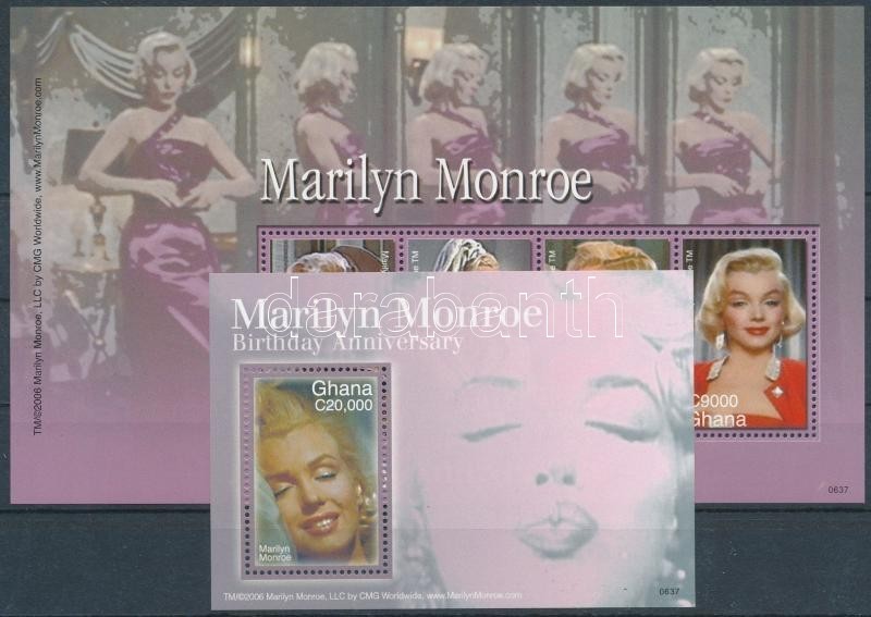 ** 2006 Marilyn Monroe Születésének 80. évfordulója Kisív + Blokk Mi 3917-3921 + 481 - Autres & Non Classés