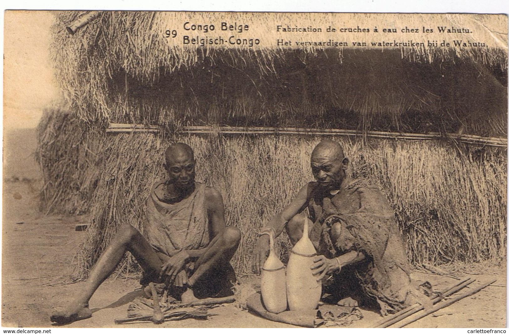 Congo Belga - Fabrication De Cruches à Eau Chez Les Wahutu - V. 1926 - Bella Affrancatura - Leggera Piega Angolare - Congo Belga