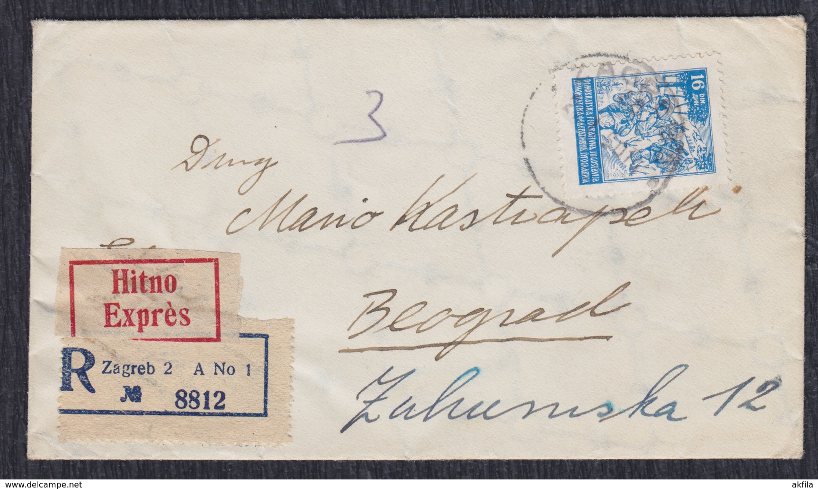 Yugoslavia 1950 Express Registered Letter Sent From Zagreb To Beograd - Briefe U. Dokumente