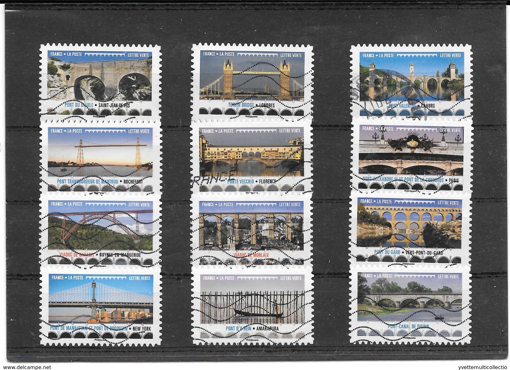 FRANCE 2017  PONTS & VIADUCS   SERIE COMPLETE DE 12 TIMBRES AUTOADHESIFS OBLITERES - Autres & Non Classés