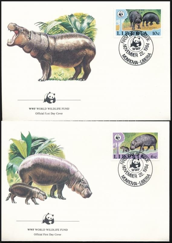 1986 WWF: Törpe Víziló Sor 4 FDC-n Mi 1315-1318 - Other & Unclassified