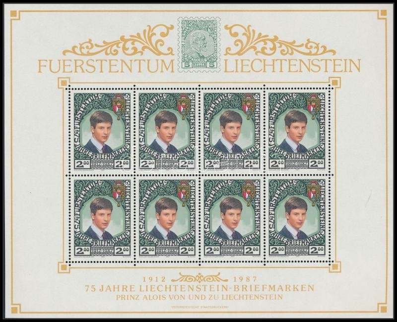** 1987 75 éves A Liechtensteini Bélyeg Kisív Mi 921 - Autres & Non Classés