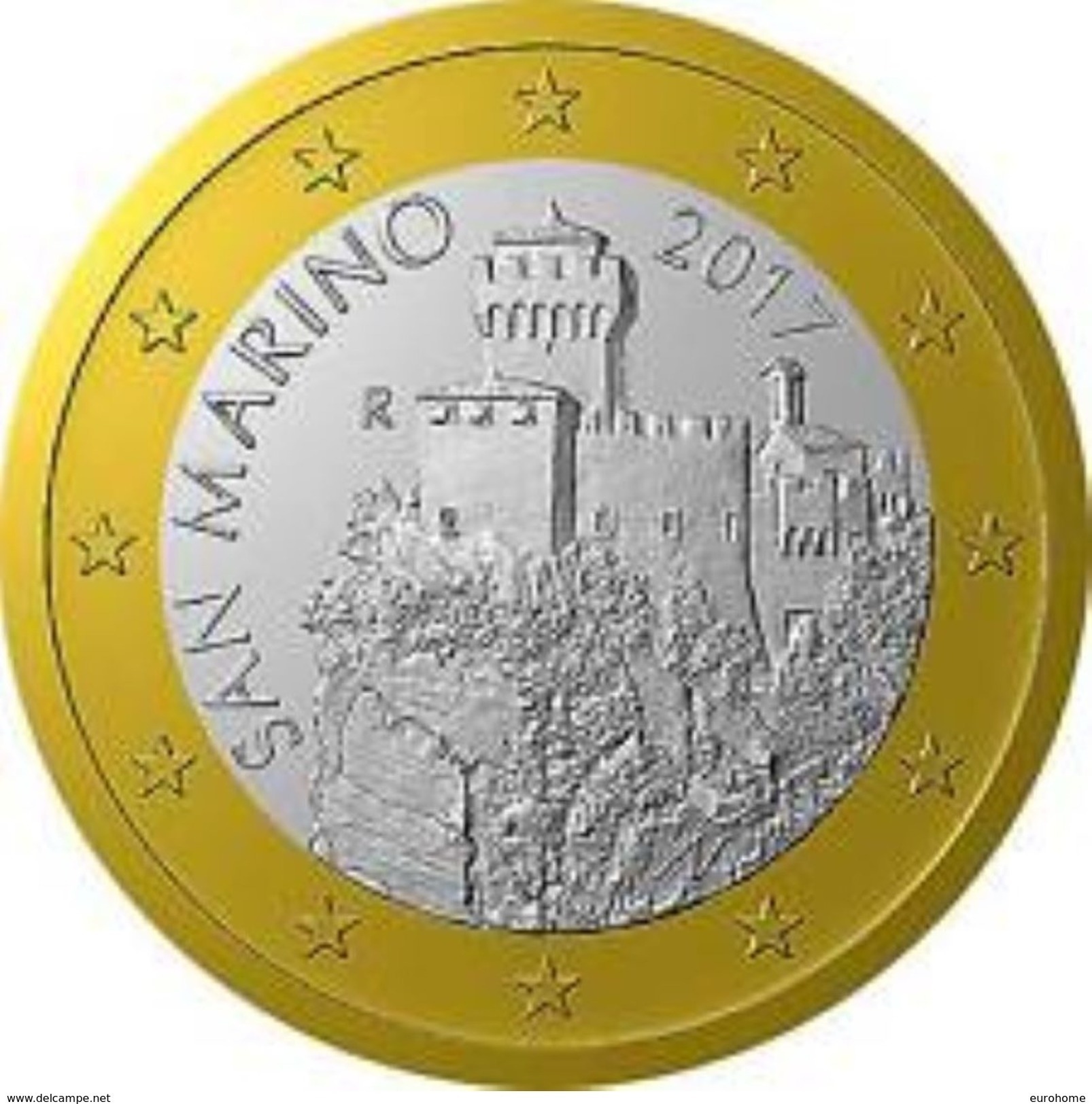 San Marino 2017  1 Euro  Met De Nieuwe Afbeelding - Nouvelle Représentation UNC Uit De Rol - UNC Du Rouleaux . - San Marino