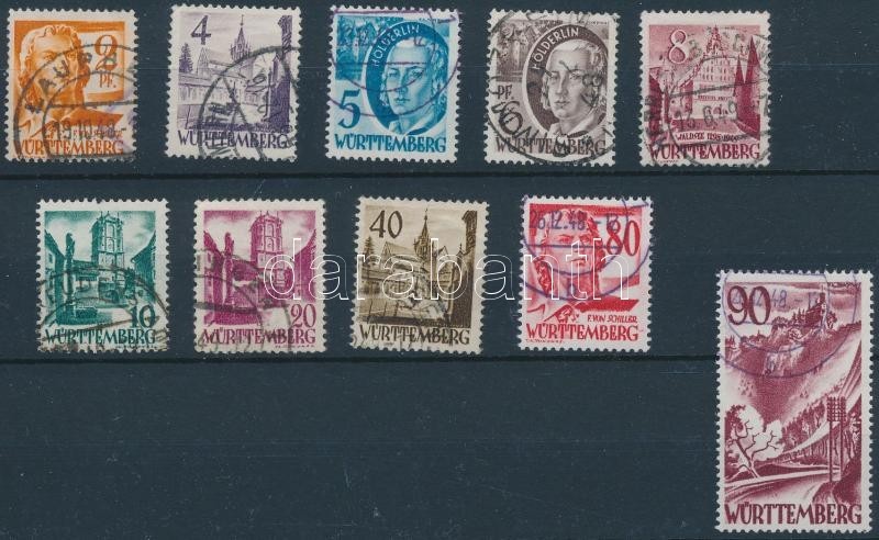 O Württemberg 1948 Forgalmi Sor Mi 28-37 (Mi EUR 240,-) - Other & Unclassified