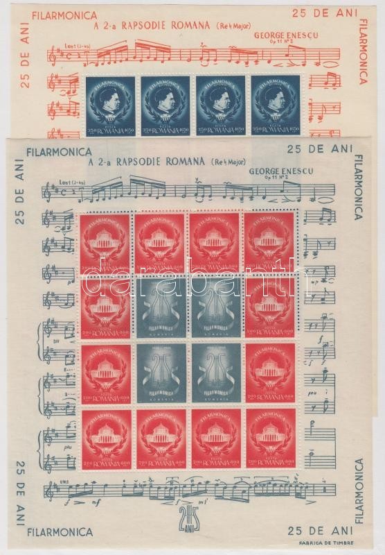 ** 1946 Filharmónia Kisív Pár Mi 985-986 Minisheet Pair (apró Hibák / Minor Faults) - Other & Unclassified