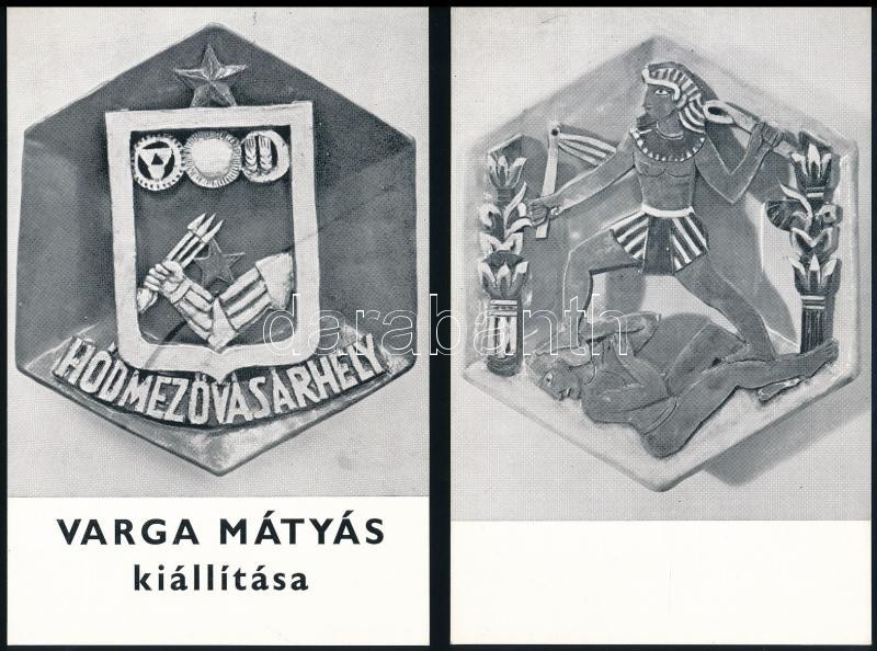 Varga Mátyás (1910-2002): 5 Db Aláírt Linómetszet üdvözlő Kártyán. Aláírtak, Hozzá Két Meghívó - Other & Unclassified