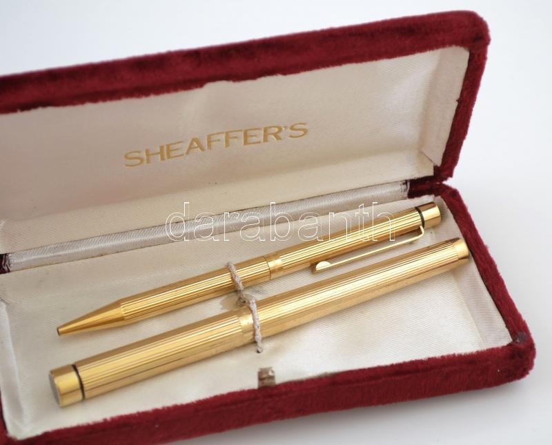 Sheaffer's Aranyszínű Töltőtoll + Golyóstoll, Tokban - Autres & Non Classés