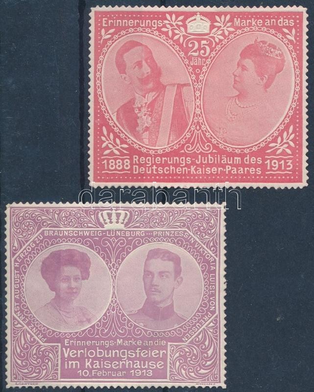 1913 A Német Császári Pár 25 éves évfordulója + Viktória Hercegnő és August Eljegyzése 2 Db Levélzáró - Non Classés