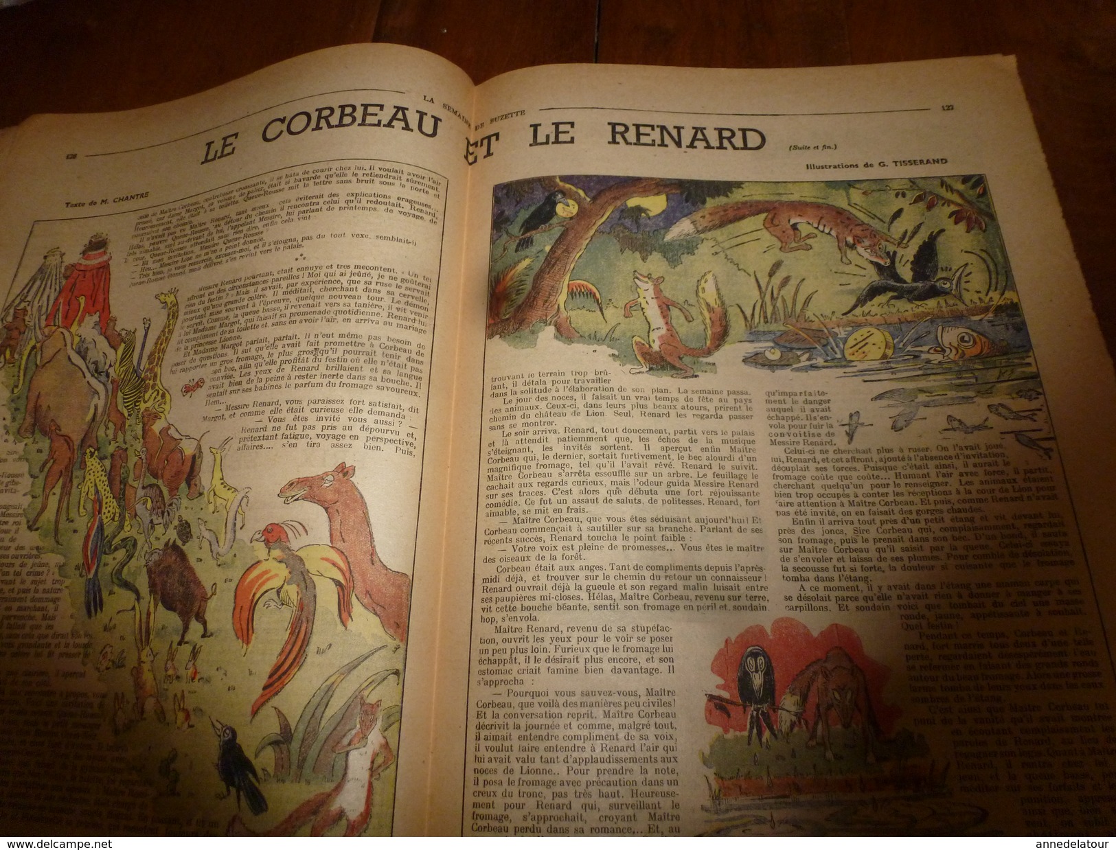 1947 LSDS : Une Autre Variante De L'histoire ----> LE CORBEAU ET LE RENARD ,illustrée Par G. Tisserand; Etc - La Semaine De Suzette