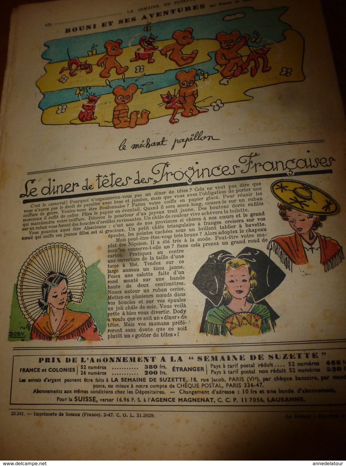 1947 LSDS : Une autre variante de l'histoire ----> LE CORBEAU ET LE RENARD ,illustrée par G. Tisserand; etc