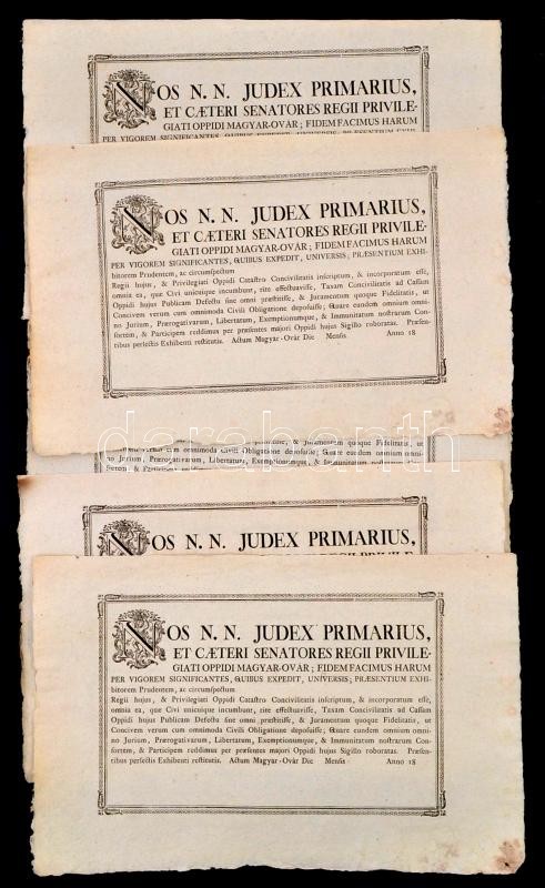 Cca 1800-1900 Magyaróvár, 5 Db Kitöltetlen, Nyomtatott Főbírói Hirdetmény, Latin Nyelven - Non Classés