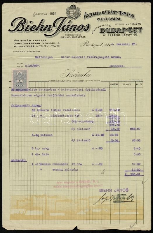 1928-1934 3 Db Díszes Fejléces Számla - Unclassified