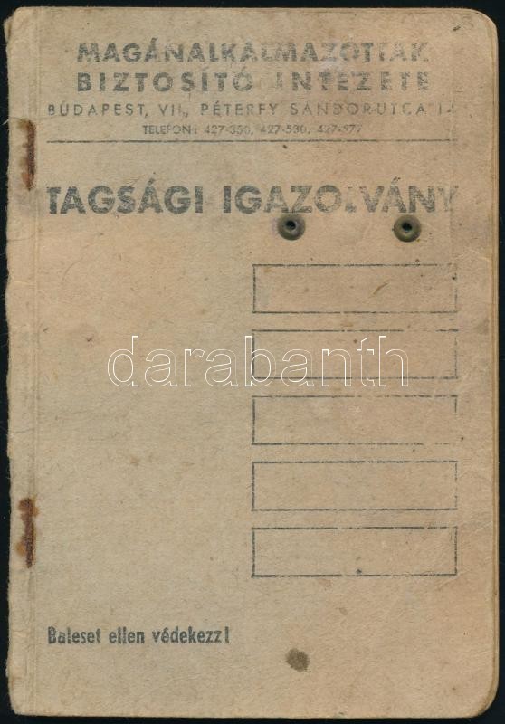 1948 Magánalkalmazottak Biztosító Intézetének Fényképes Igazolványa Apáca Részére, Bejegyzésekkel, Kissé Viseltes állapo - Unclassified