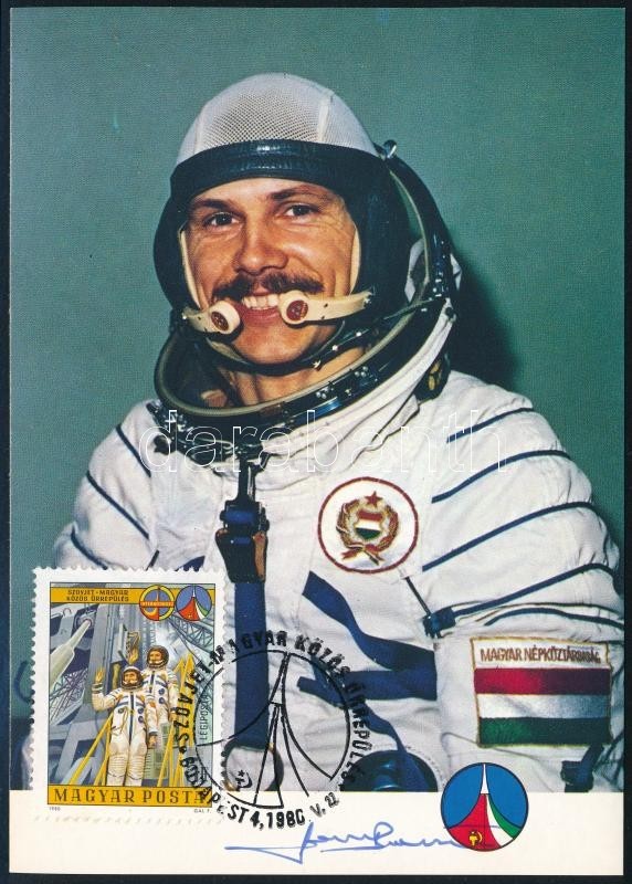 1981 Szovjet-magyar Közös űrrepülés CM  Rajta Farkas Bertalan űrhajós Aláírásával - Autres & Non Classés