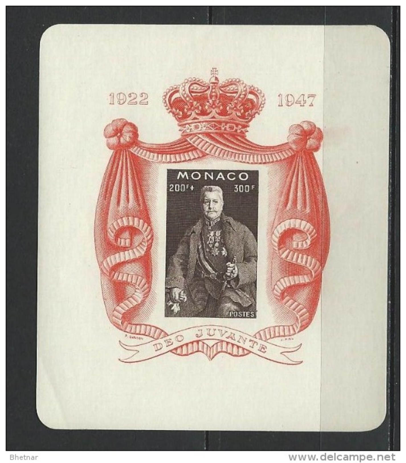 Monaco Bloc YT 2 " 25 Ans De Règne Du Prince Louis II " 1947 Neuf ** - Blocks & Sheetlets