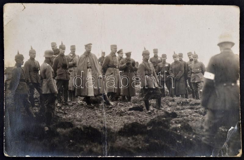 1918 Német Tábornokok Szemléje A Keleti Fronton, Fotó, Saroktöréssel, Gyűrődéssel, 9x14 Cm - Autres & Non Classés