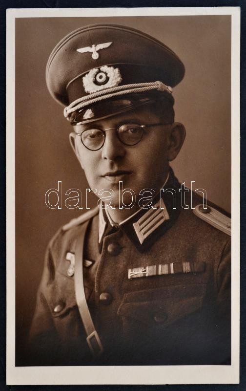 Cca 1940 Német Tiszt Műtermi Fotója, Photo Atelier Pjrnat Műterméből, 12,5x7,5 Cm / German WWII Officer Photo, 12,5x7,5  - Autres & Non Classés