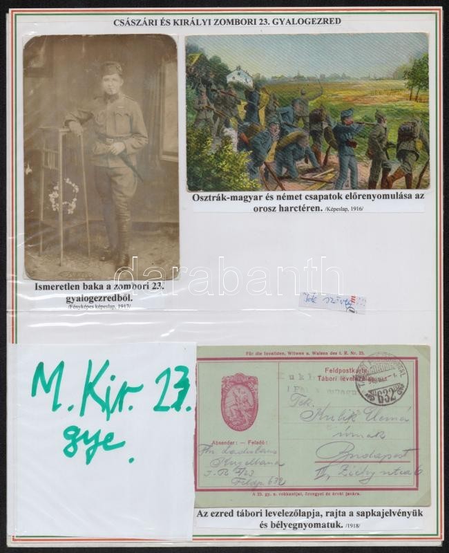 1917 A Zombori 23. Cs. és Kir. Gyalogezred Története- Gyűjtemény Kezdemény 5 Db érdekes Eredeti Fotóval és Levelezőlappa - Other & Unclassified