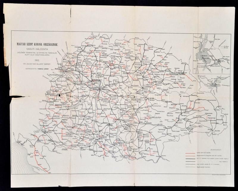 1912 Magyar Szent Korona Országainak Vasúti Hálózata. (Különös Tekintettel Az építés és Tárgyalás Alatt álló Vasútvonala - Autres & Non Classés