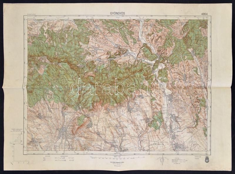 Cca 1930 Gyöngyös és Környéke, 1:75000, M. Kir. Honvéd Térképészeti Intézet, 46×62,5 Cm - Other & Unclassified