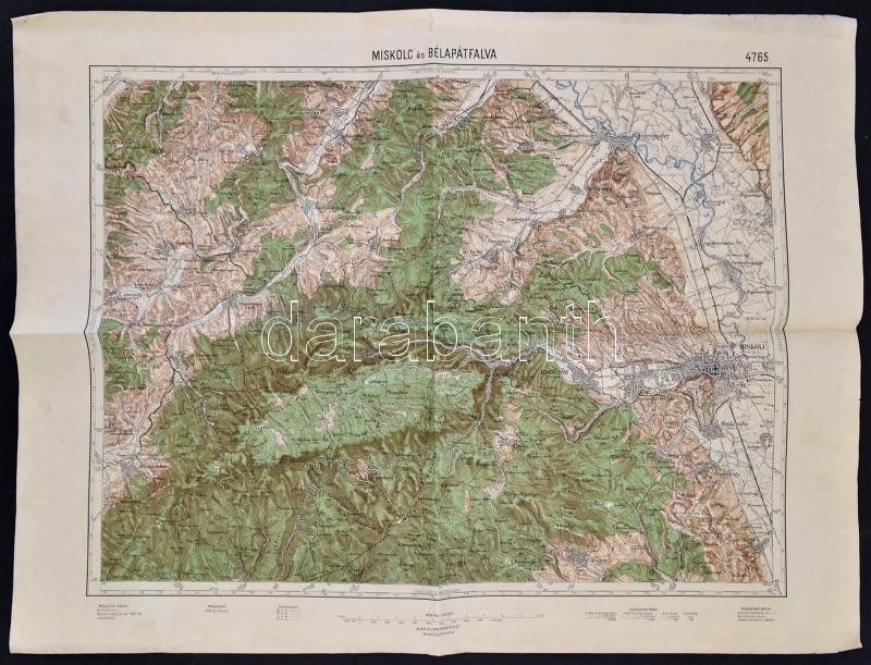 Cca 1930 Miskolc és Bélapátfalva Környéke, 1:75000, M. Kir. Állami Térképészet, 46×61 Cm - Autres & Non Classés