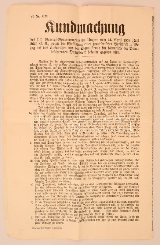 1852 Hirdetmény Az 1852-dik Lvi Januárius 17-kétől Bélyegilleték Alá Eső Jogügyletek Tárgyában. 4 Oldalon, Két Nyelven / - Unclassified