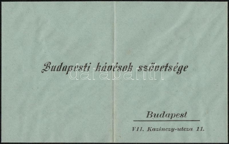 1911 A Budapesti Kávésok Szövetségének Körlevele, Kérdőíve és Borítéka - Non Classés