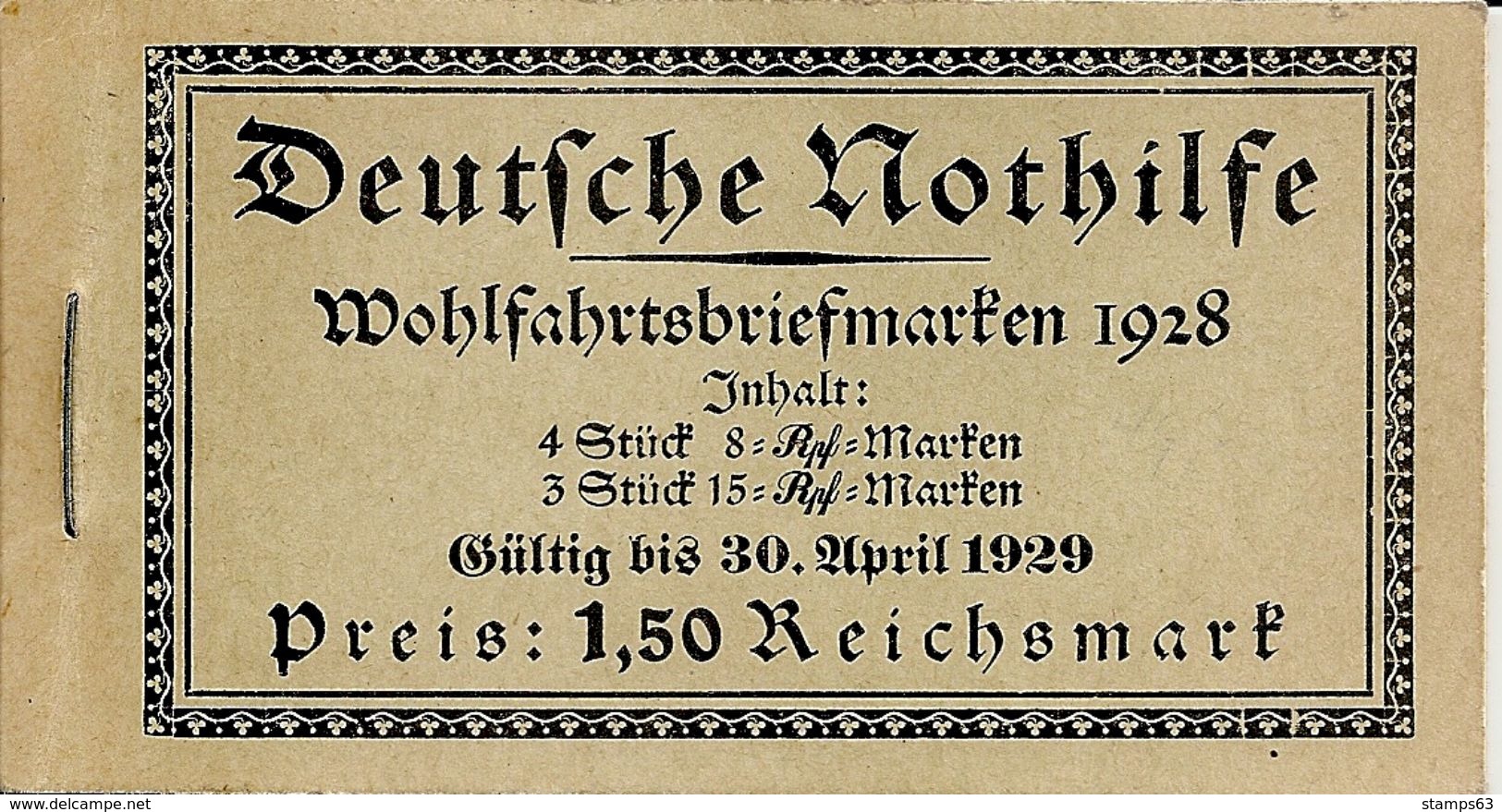 DEUTSCHES REICH / GERMANY EMPIRE, 1928, Booklet / Markenheftcehn MH 27.3 - Markenheftchen