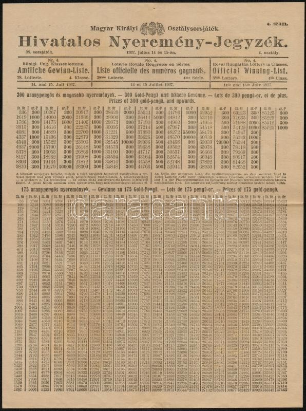 1937 A Benkő Bank Rt. és A M. Kir. Osztálysorsjáték Sorsjátékainak Reklámnyomtatványa - Non Classés