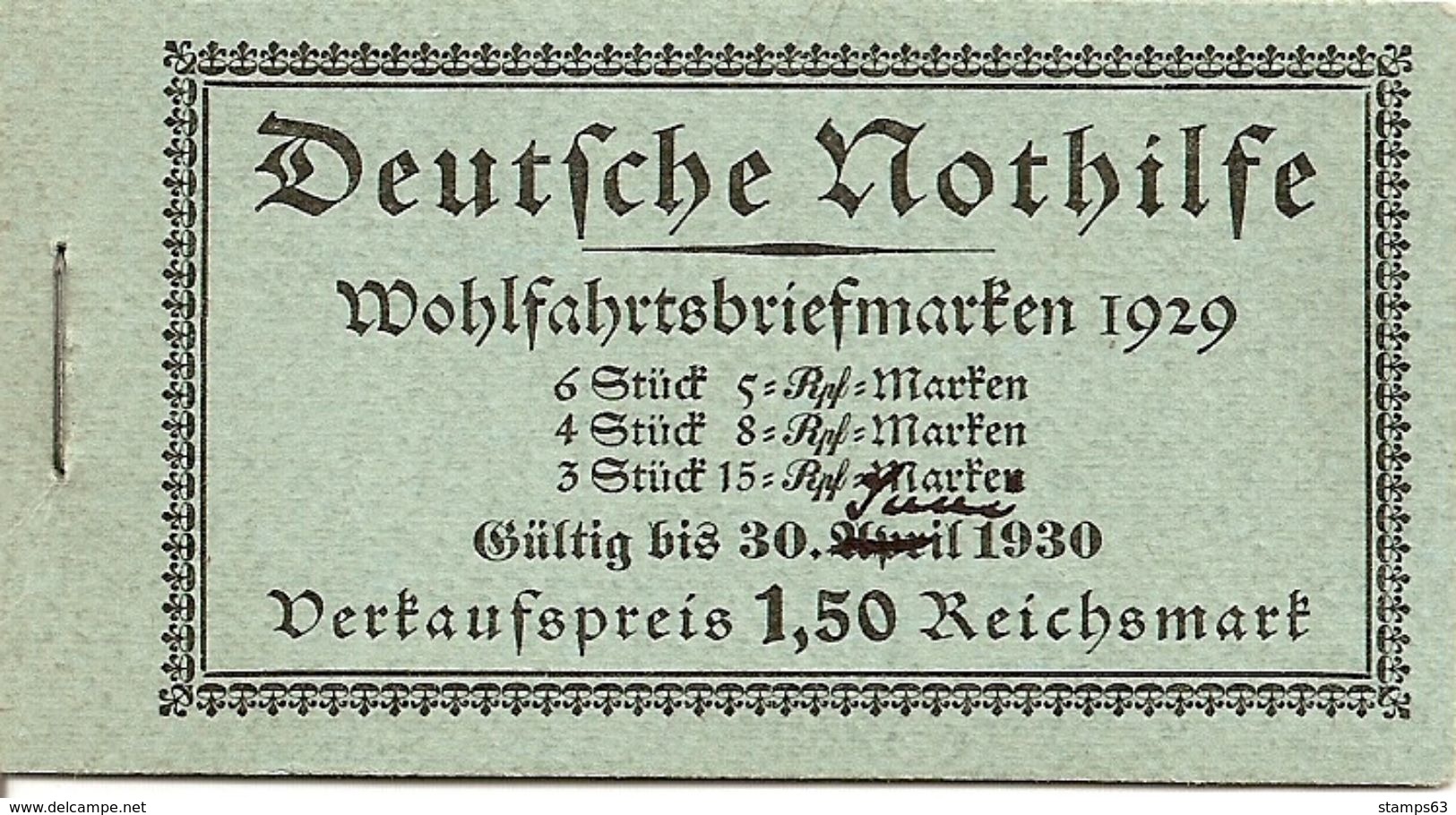 DEUTSCHES REICH / GERMANY EMPIRE, 1929, Booklet / Markenheftcehn MH 28.2 - Markenheftchen