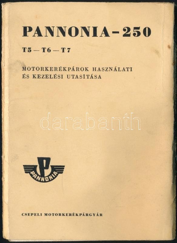 1965 Kováts Miklós: Pannonia-250 Motorkerékpárok Használati és Kezelési Utasítása, Csepeli Motorkerékpárgyár, 60 P. - Unclassified