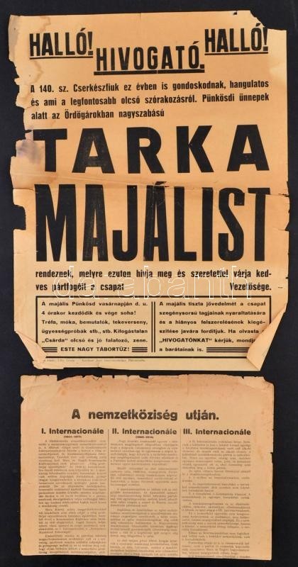 3 Db Különböző Plakát: Cserkész Tarka Majális; MKP; A Nemzetköziség útján, Sérültek, Különböző Méretben - Autres & Non Classés