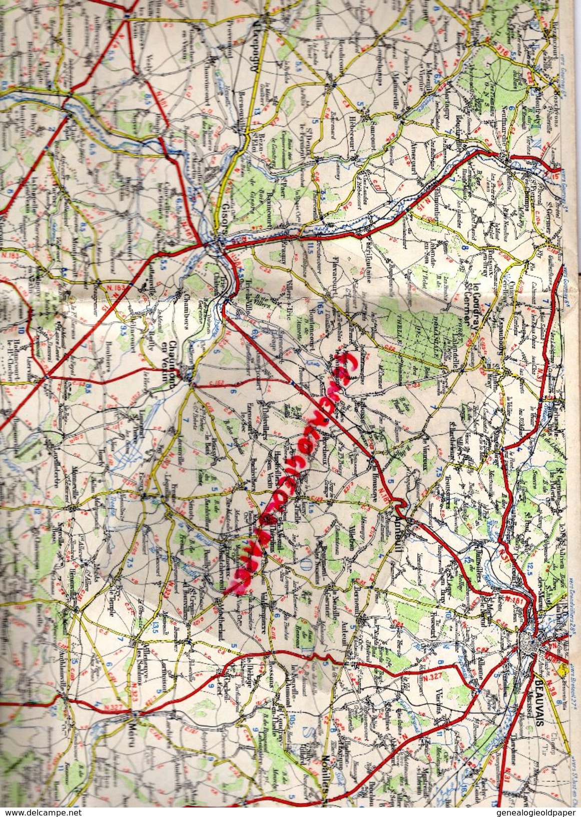 75-91-92-93-94-95-78-60-77-28-RARE BELLE CARTE ROUTIERE ILE DE FRANCE-PNEU HUTCHINSON FOLDEX-VELO-MOTO- 1935-PARIS-DREUX - Roadmaps