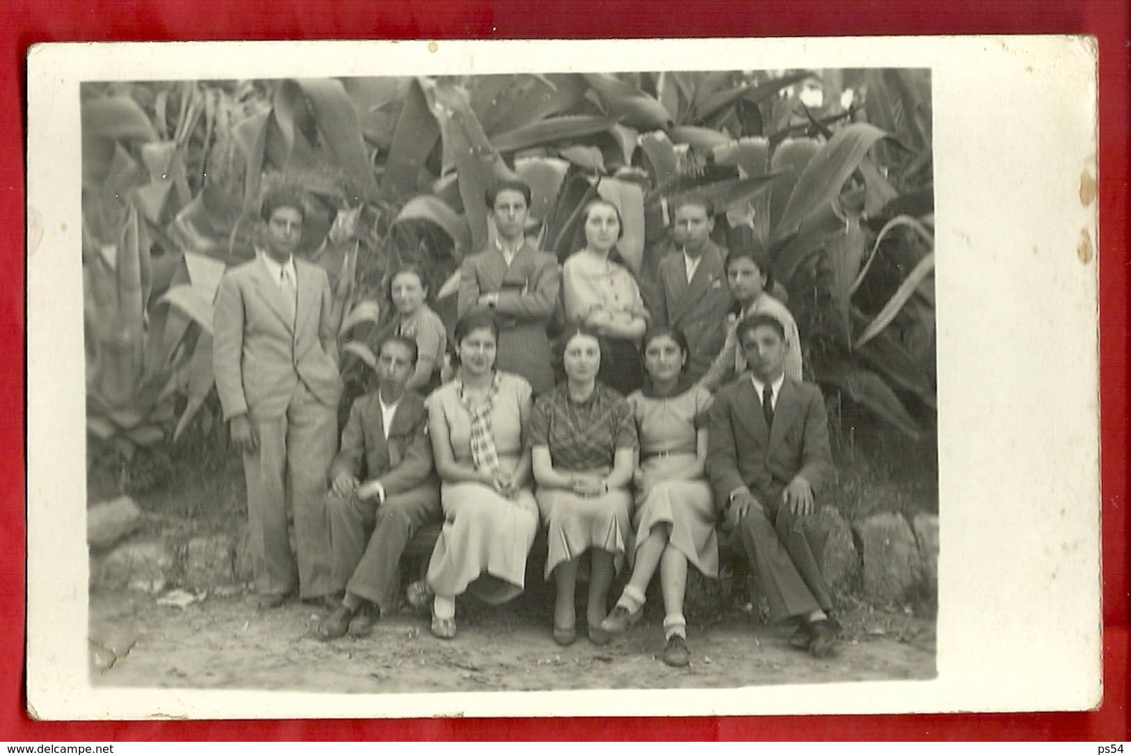 PS----ANTICHISSIMA FOTO---GRUPPO DI STUDENTI--CHIUSURA ANNO SCOLASTICO GINNASIALE DI CALTANISSETTA 1935/36 - Persone Anonimi