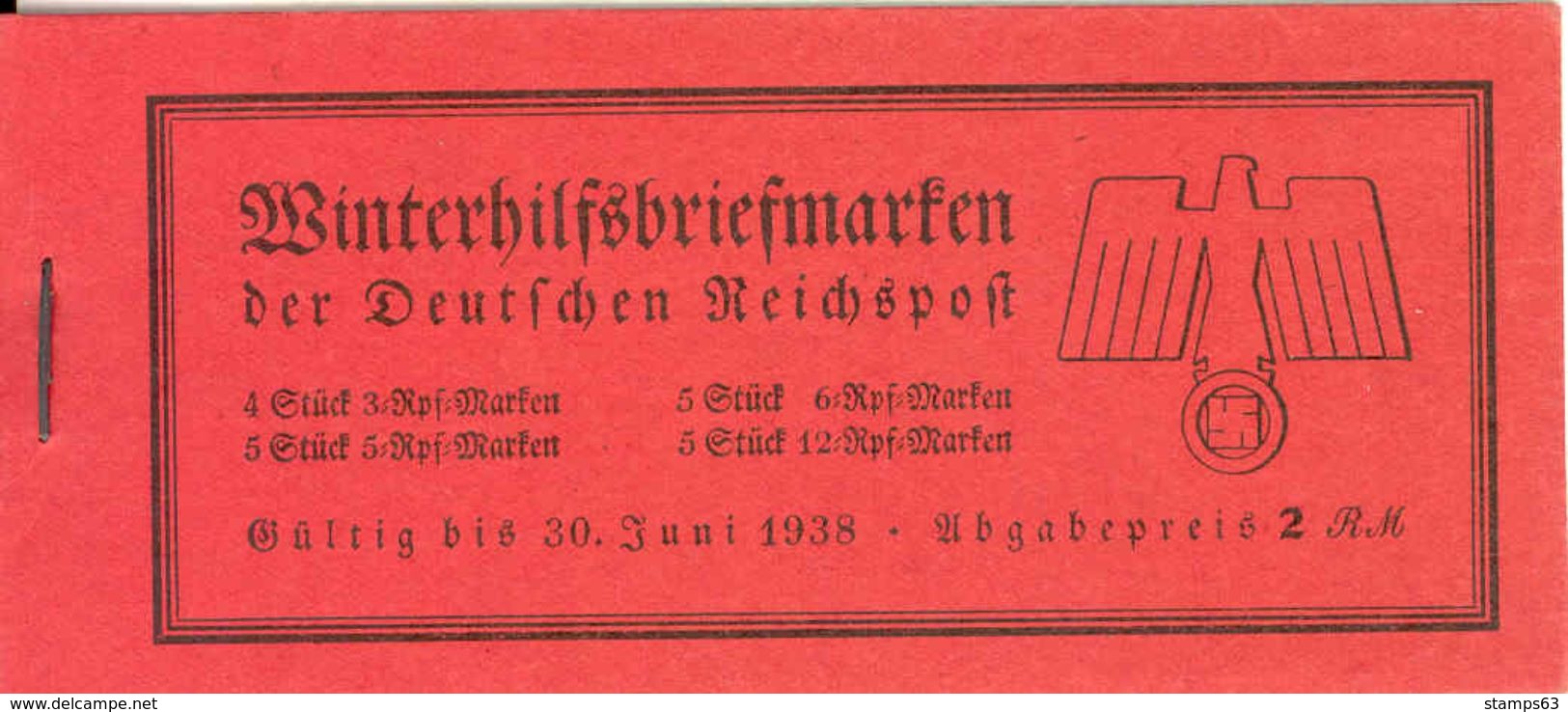 DEUTSCHES REICH / GERMANY EMPIRE, 1937, Booklet / Markenheftchen MH 44 - Cuadernillos