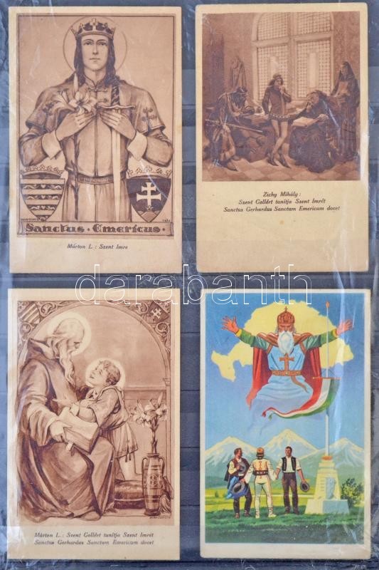 4 Db RÉGI Márton L. Művészlap Szent Imrével Képeslap Tartóban / 4 Pre-1945 Art Postcards With Saint Emeric Of Hungary Si - Non Classés