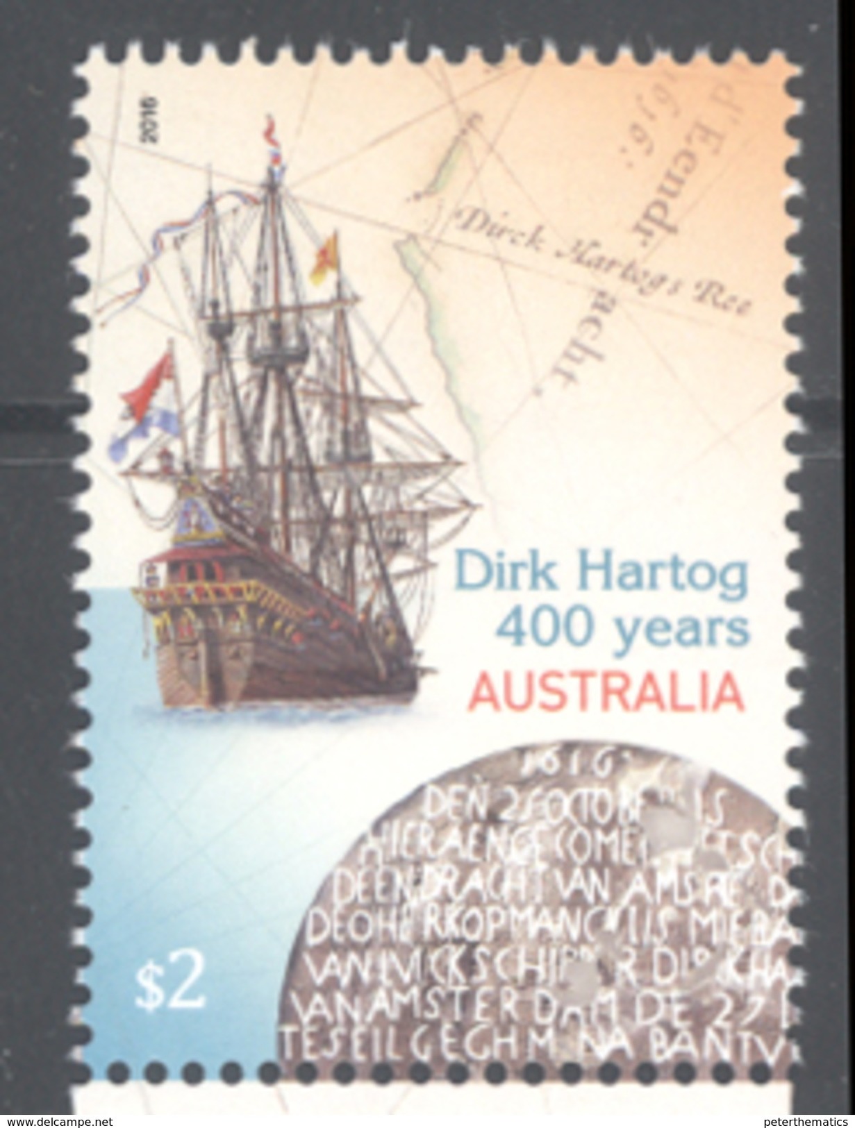AUSTRALIA, 2016, MNH,SHIPS, DIRK HARTOG, 1v - Barche