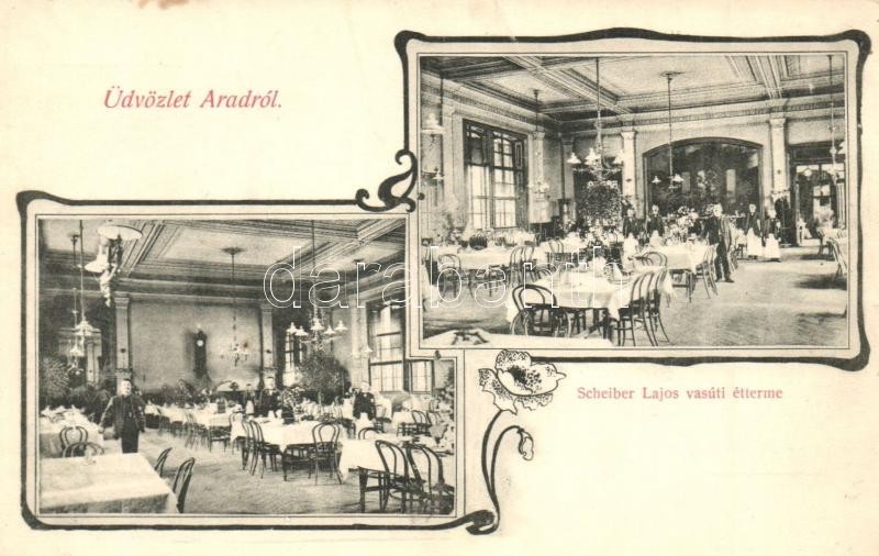 ** T2 Arad, Scheiber Lajos Vasúti Vendéglője, Belső / Railway Restaurant, Interior. Art Nouveau - Unclassified