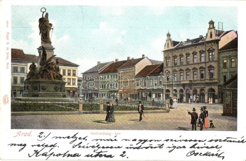 T2 Arad, Szabadság Tér, Szentháromság Szobor, üzletek / Square, Monument, Shops - Unclassified