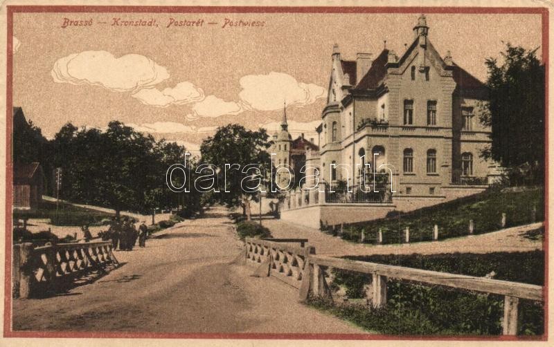 * T2/T3 Brassó, Kronstadt, Brasov; Postarét / Postwiese / Street View With Villa (EK) - Unclassified